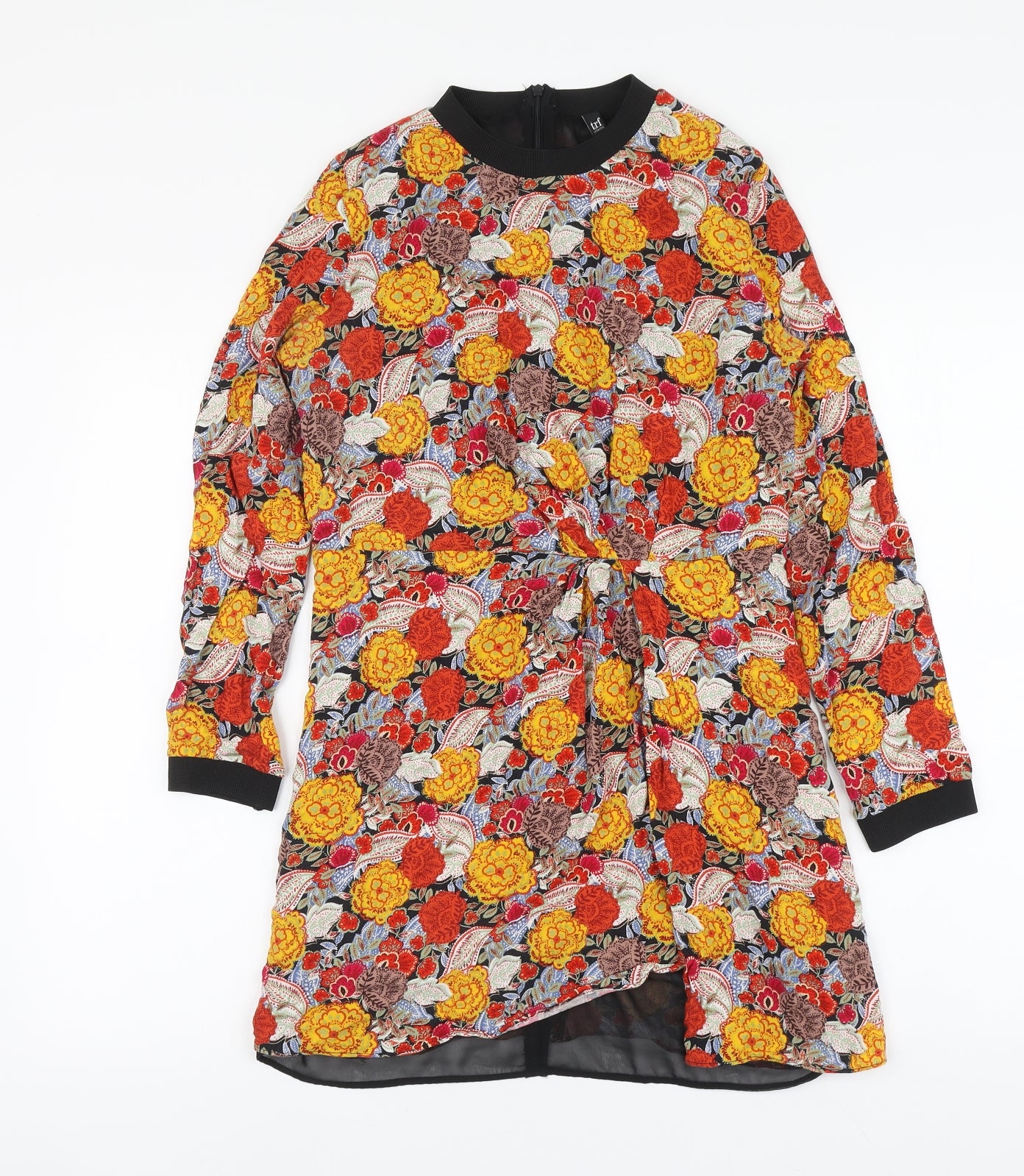 TRF Collection Womens Multicoloured Geometric Polyester A-Line Size M Round Neck Zip