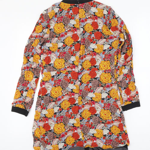 TRF Collection Womens Multicoloured Geometric Polyester A-Line Size M Round Neck Zip