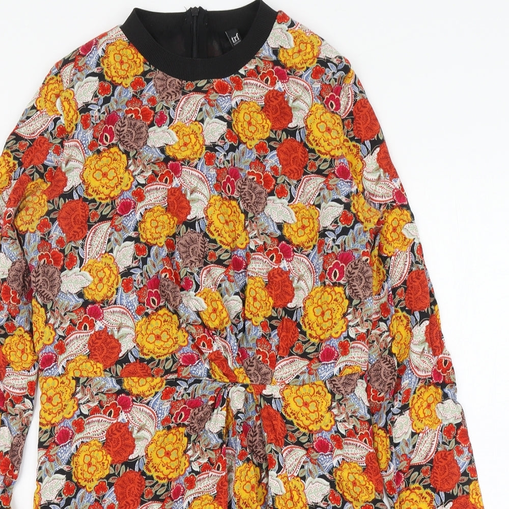 TRF Collection Womens Multicoloured Geometric Polyester A-Line Size M Round Neck Zip