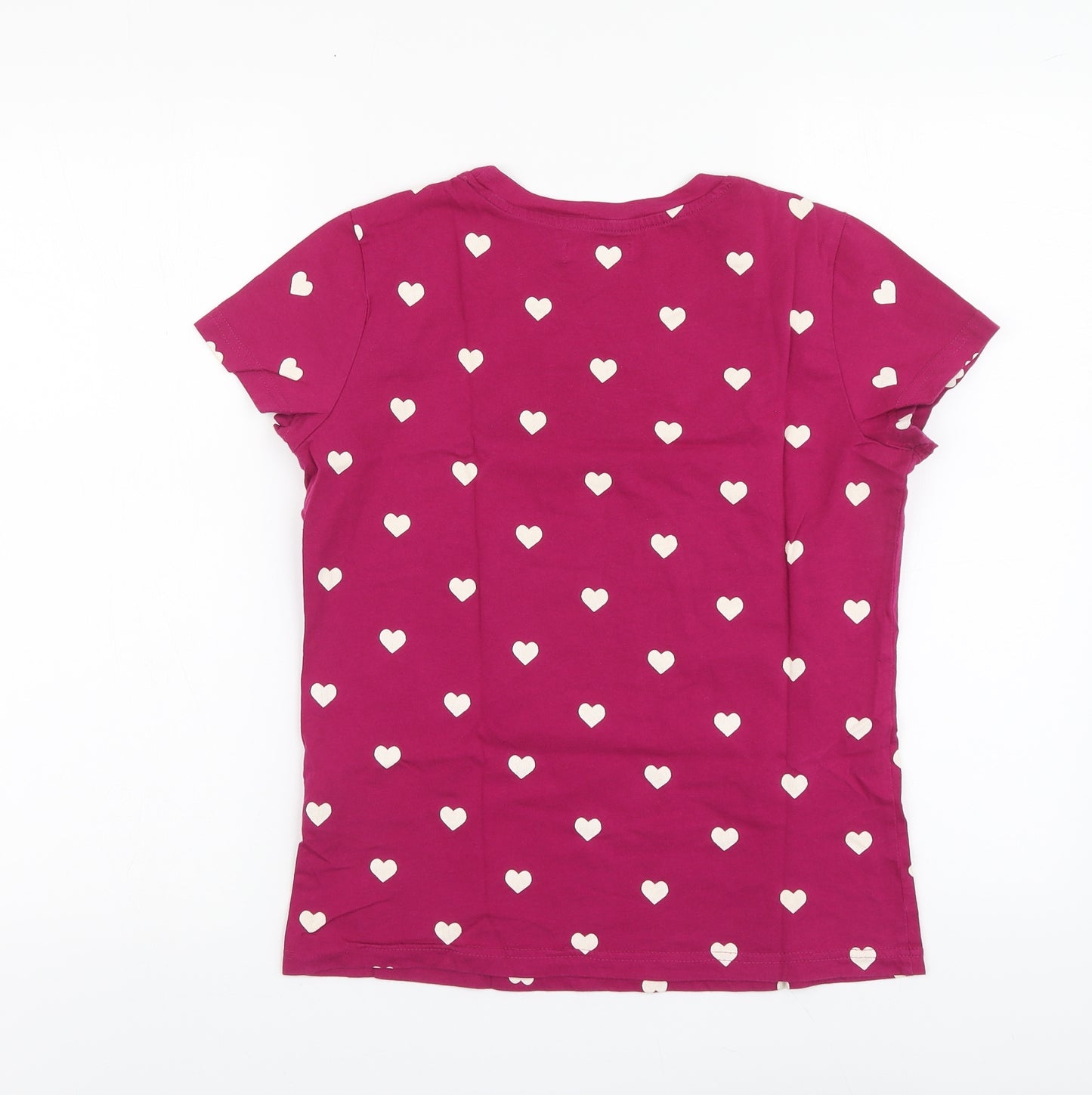 adidas Girls Purple Geometric Cotton Basic Polo Size 14 Years Round Neck - Hearts