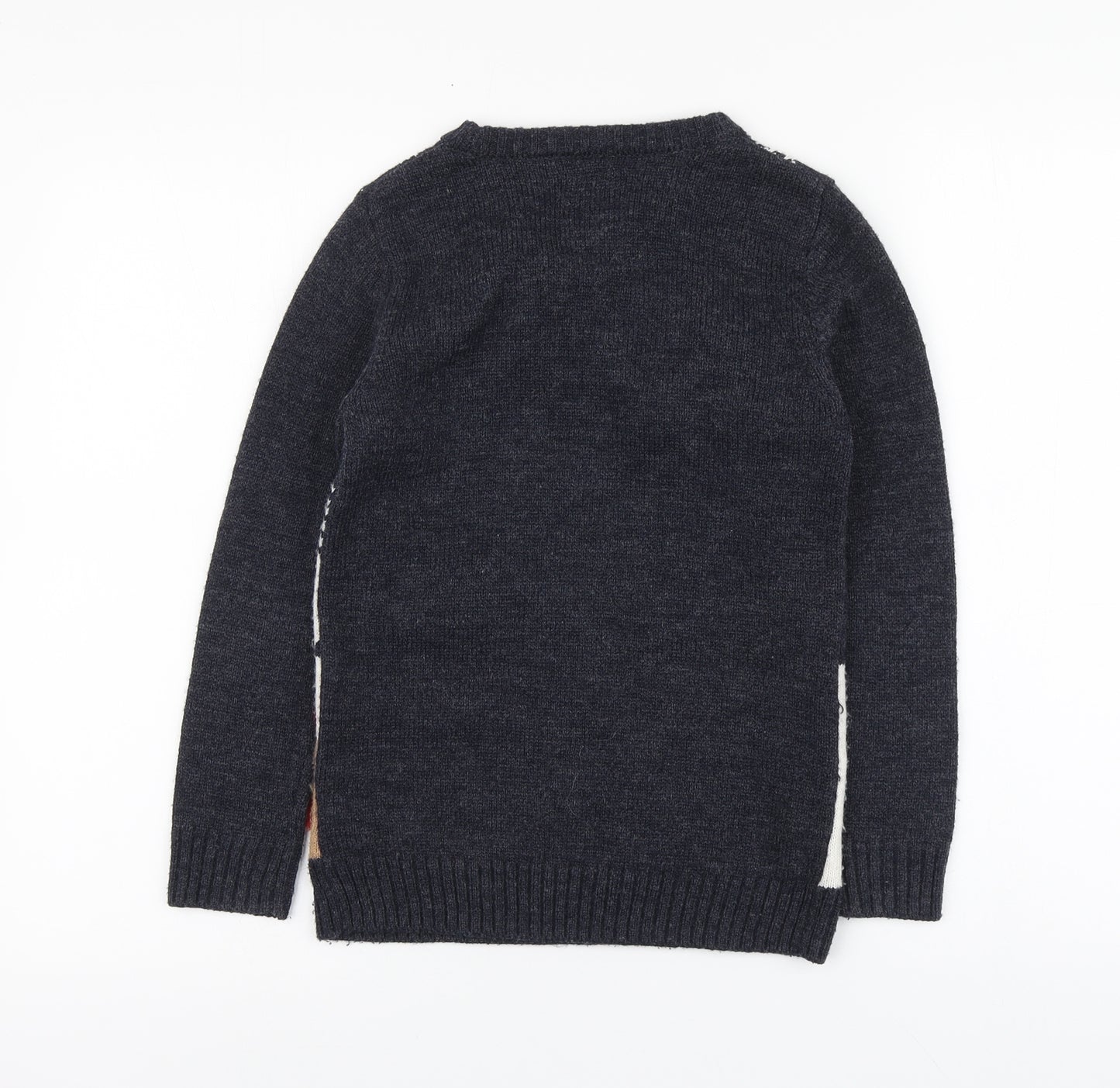 F&F Boys Blue Round Neck Acrylic Pullover Jumper Size 8-9 Years - Santa Jumper