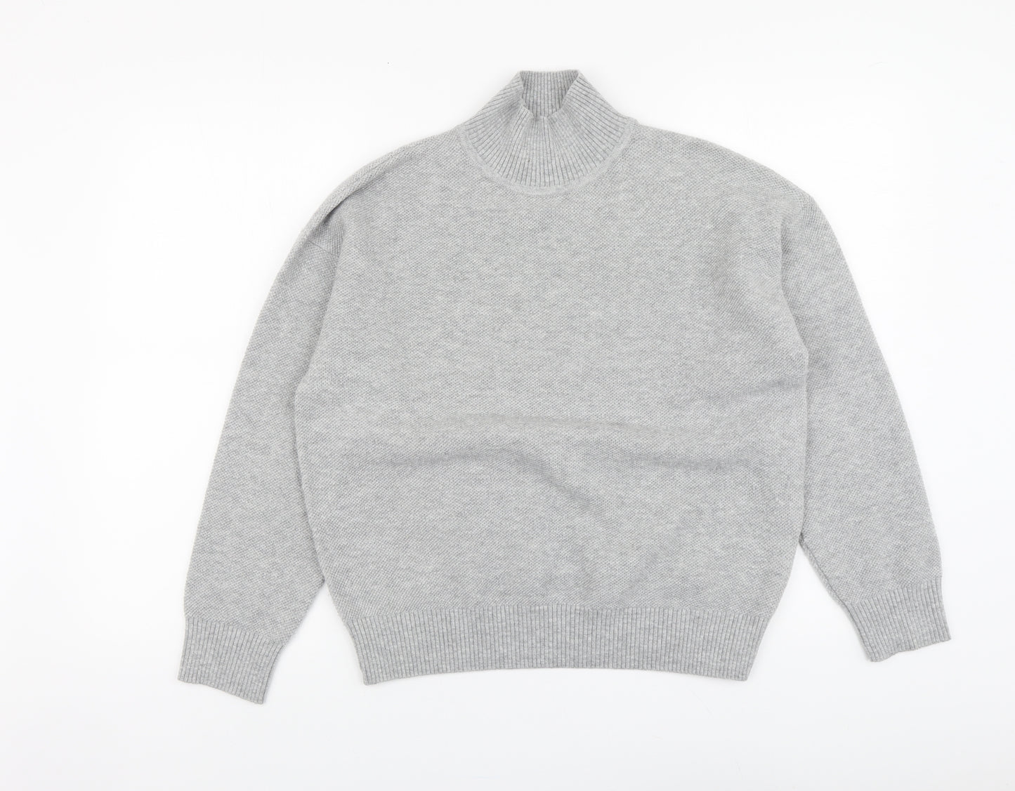 Marks and Spencer Womens Grey High Neck Polyester Pullover Jumper Size S