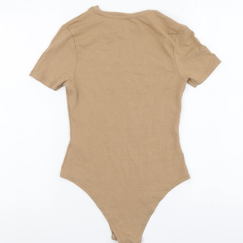Primark Womens Brown Cotton Bodysuit One-Piece Size XS Snap