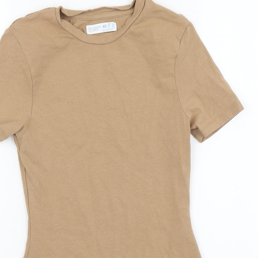 Primark Womens Brown Cotton Bodysuit One-Piece Size XS Snap