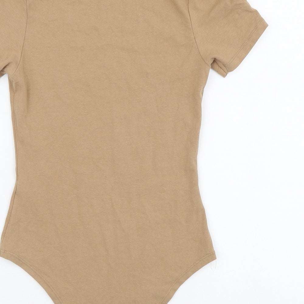 Primark Womens Brown Cotton Bodysuit One-Piece Size XS Snap