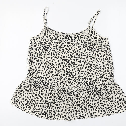 George Womens Beige Animal Print Viscose Basic Blouse Size 8 Round Neck - Cheetah Print