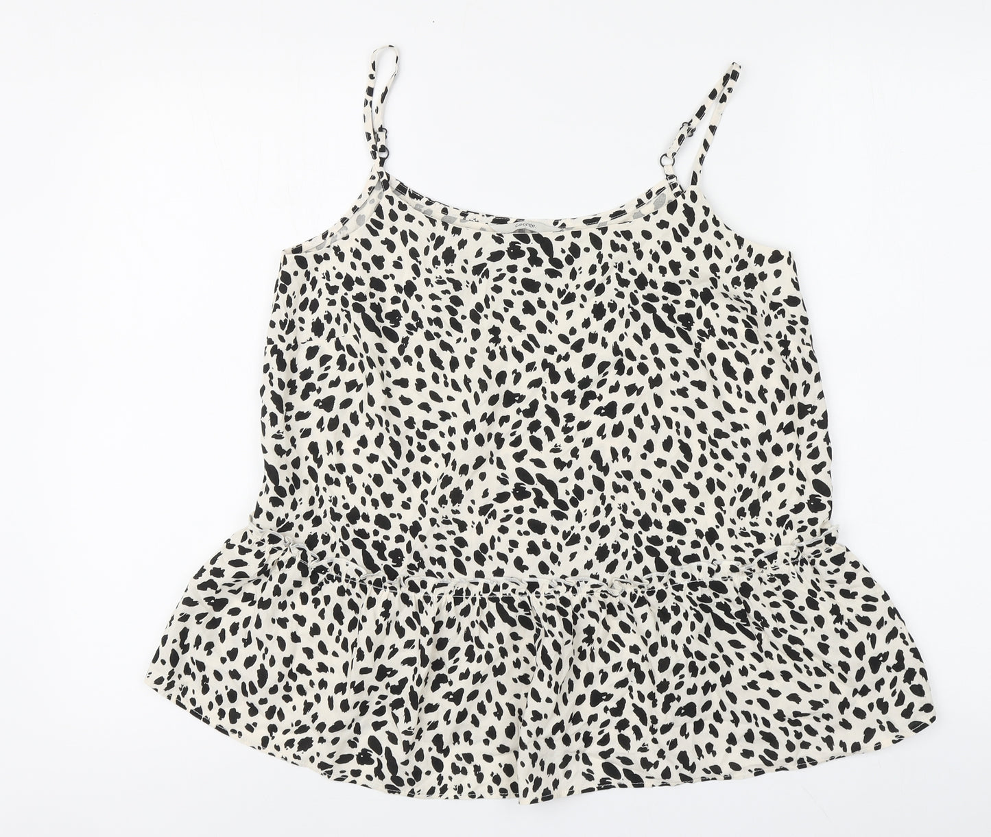 George Womens Beige Animal Print Viscose Basic Blouse Size 8 Round Neck - Cheetah Print