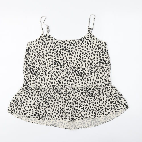 George Womens Beige Animal Print Viscose Basic Blouse Size 8 Round Neck - Cheetah Print