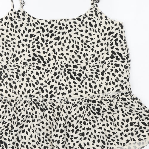 George Womens Beige Animal Print Viscose Basic Blouse Size 8 Round Neck - Cheetah Print