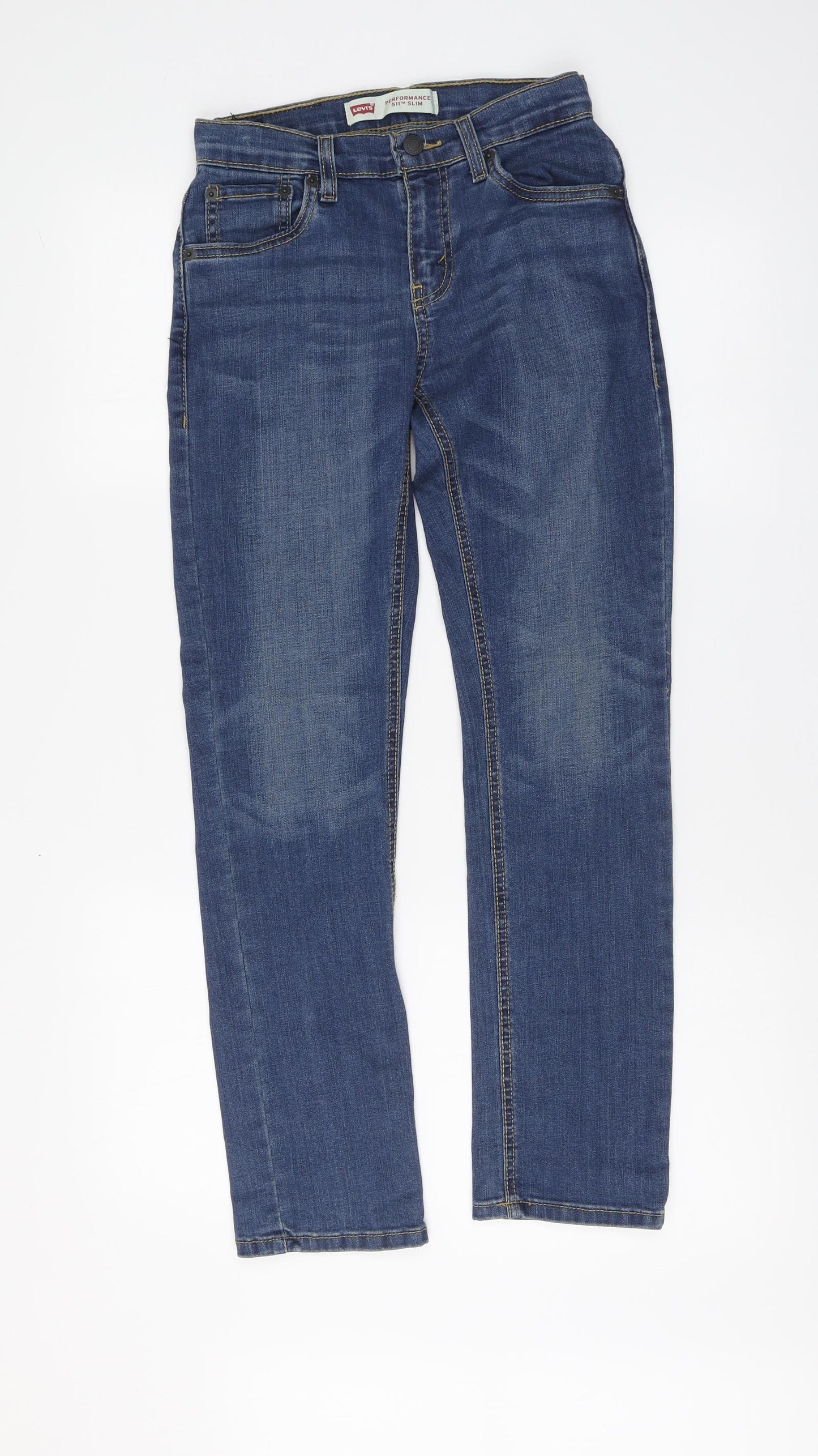 Levi's Womens Blue Cotton Skinny Jeans Size 12 L28 in Regular Button