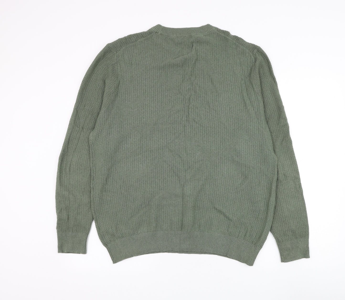 George Mens Green Round Neck Cotton Pullover Jumper Size XL