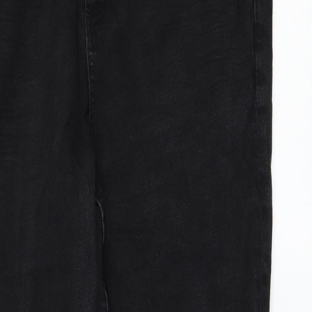 Marks and Spencer Womens Black Cotton Straight Jeans Size 16 L30 in Regular Zip