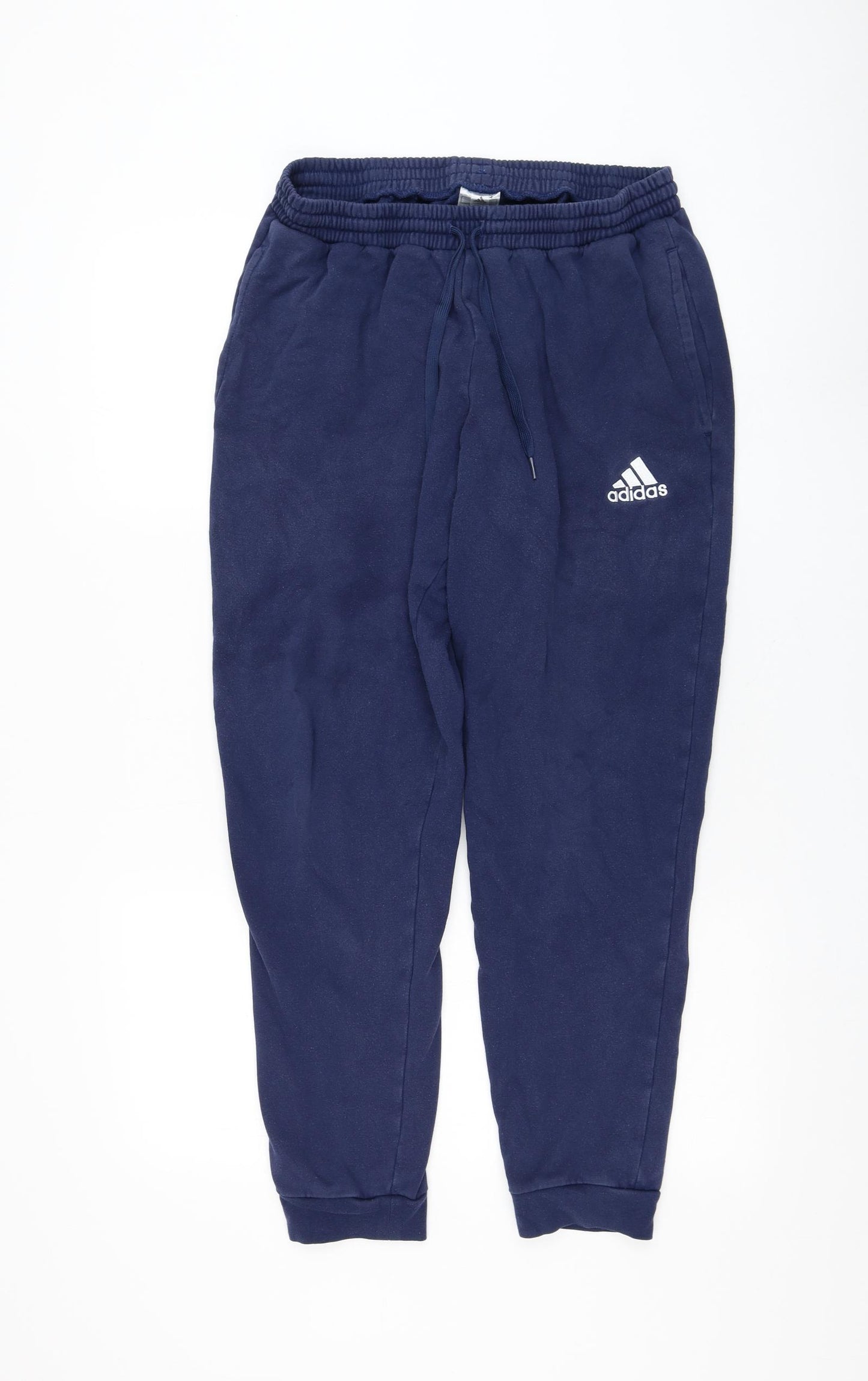 adidas Mens Blue Cotton Jogger Trousers Size M L27 in Regular Drawstring