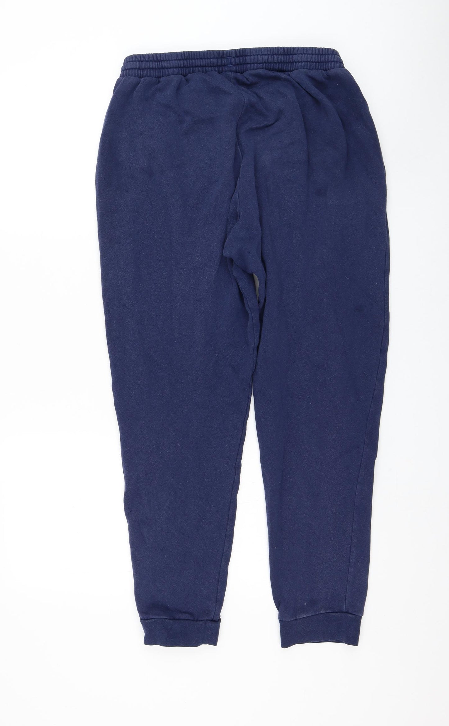 adidas Mens Blue Cotton Jogger Trousers Size M L27 in Regular Drawstring