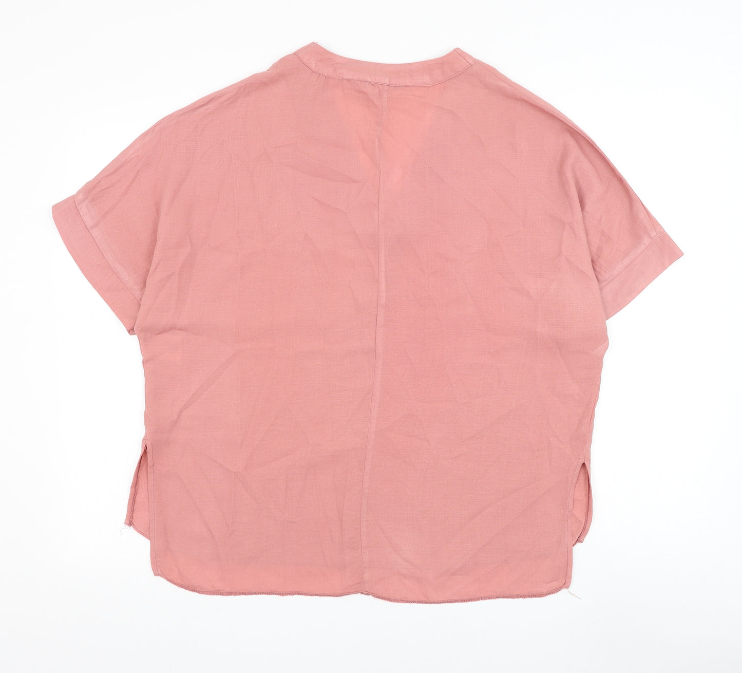 Peacocks Womens Pink Polyester Basic Blouse Size 10 V-Neck