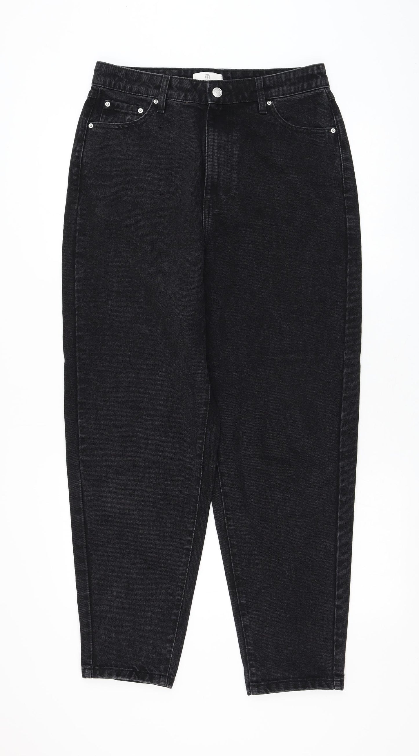 La Redoute Womens Black Cotton Straight Jeans Size 12 L28 in Regular Zip