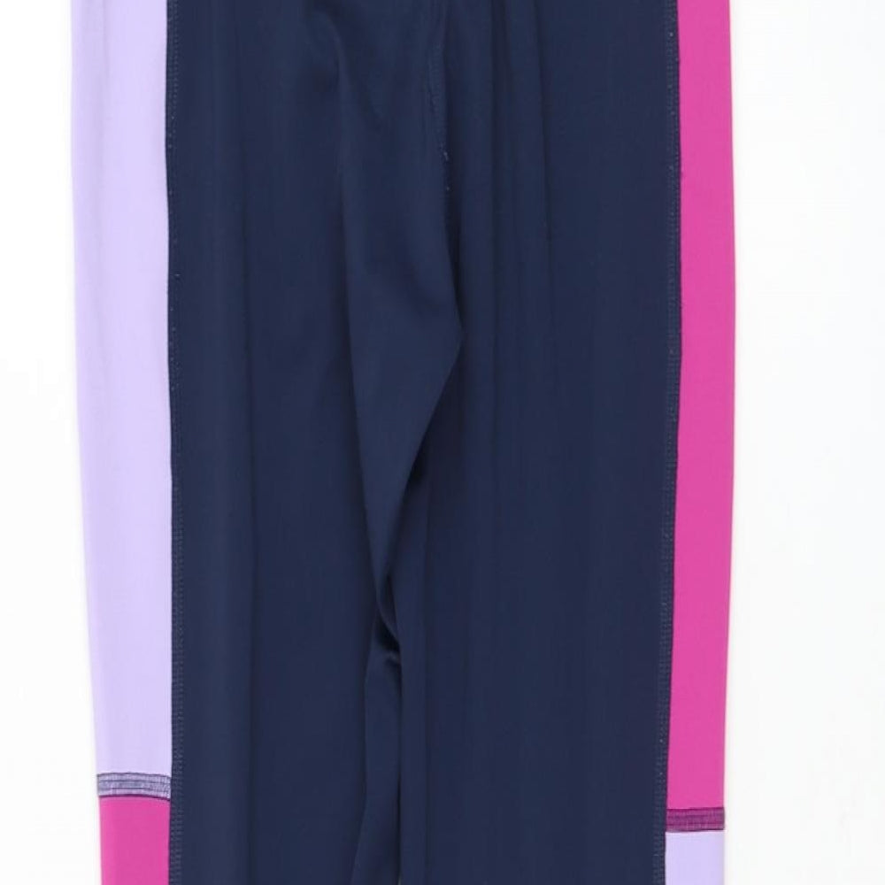 Marks and Spencer Girls Multicoloured Colourblock Polyester Jogger Trousers Size 12-13 Years Regular Pullover - Leggings