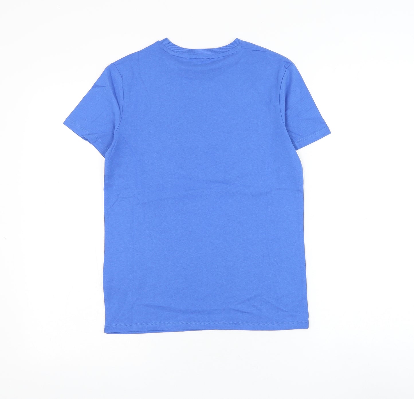 Marks and Spencer Boys Blue Cotton Basic T-Shirt Size 10-11 Years Round Neck Pullover - An Epic Human