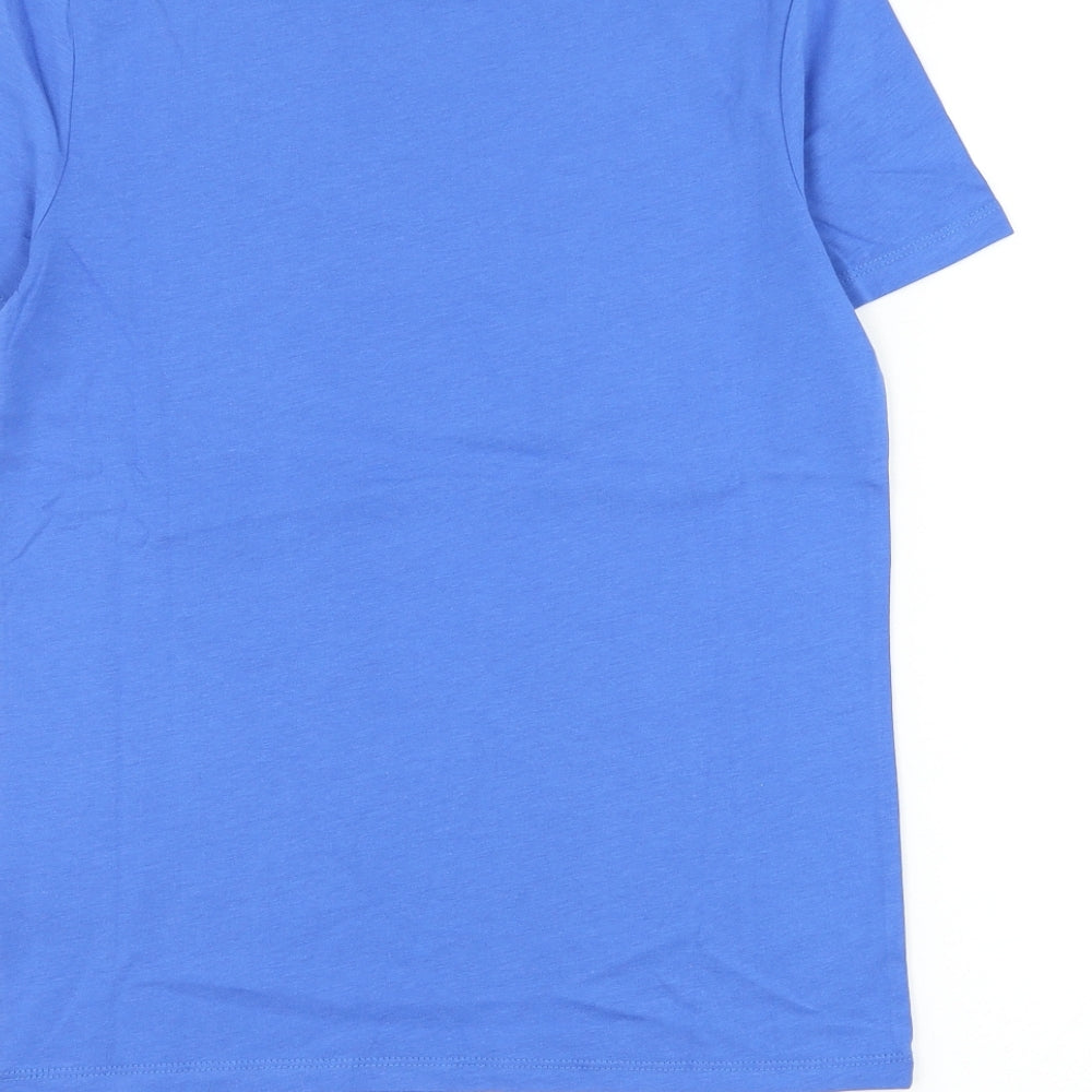 Marks and Spencer Boys Blue Cotton Basic T-Shirt Size 10-11 Years Round Neck Pullover - An Epic Human