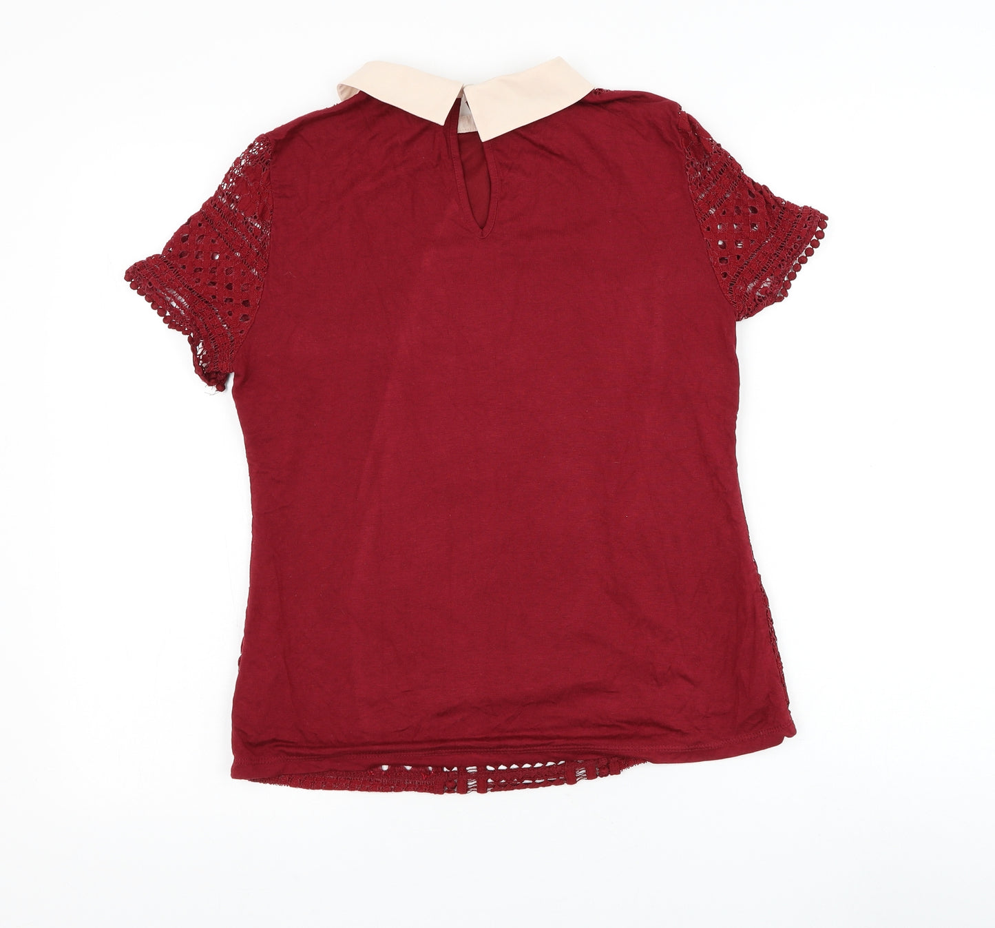 Oasis Womens Red Polyamide Basic Blouse Size M Collared