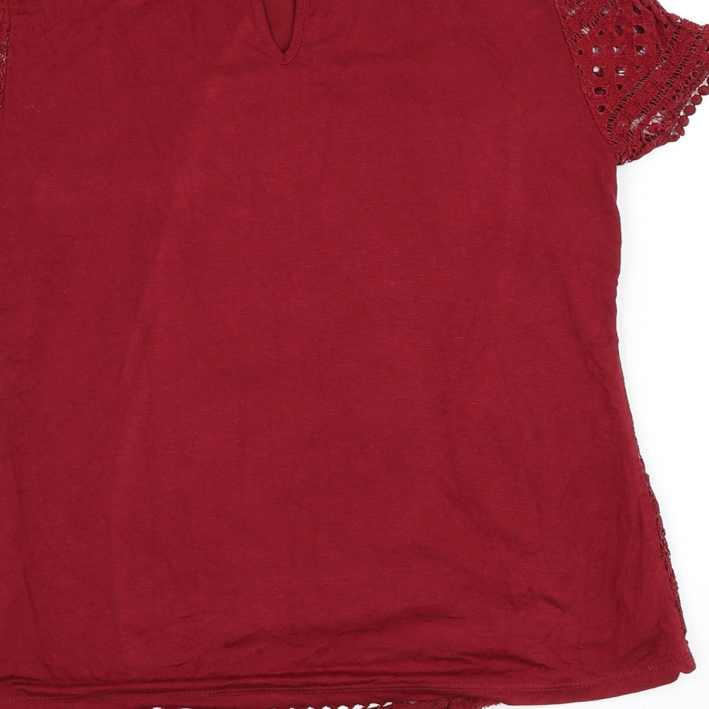 Oasis Womens Red Polyamide Basic Blouse Size M Collared