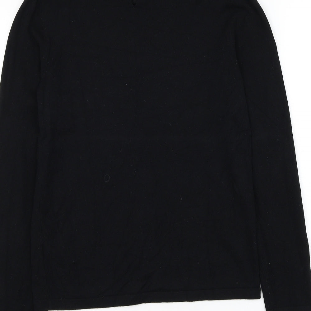 Warehouse Womens Black Mock Neck Viscose Pullover Jumper Size 12 - Lace Detailing