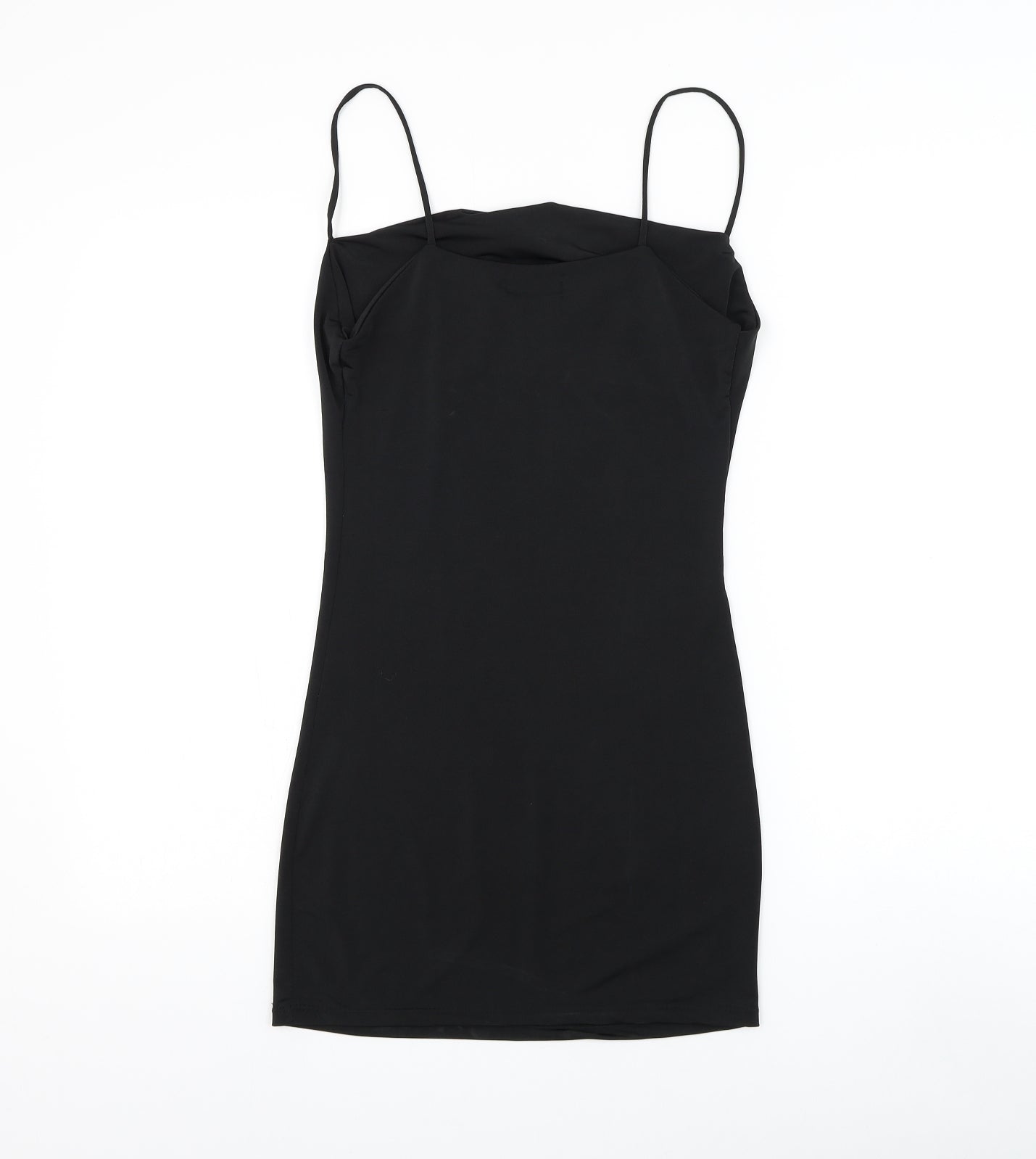 Nataya Womens Black Polyester Tank Dress Size S Square Neck Pullover