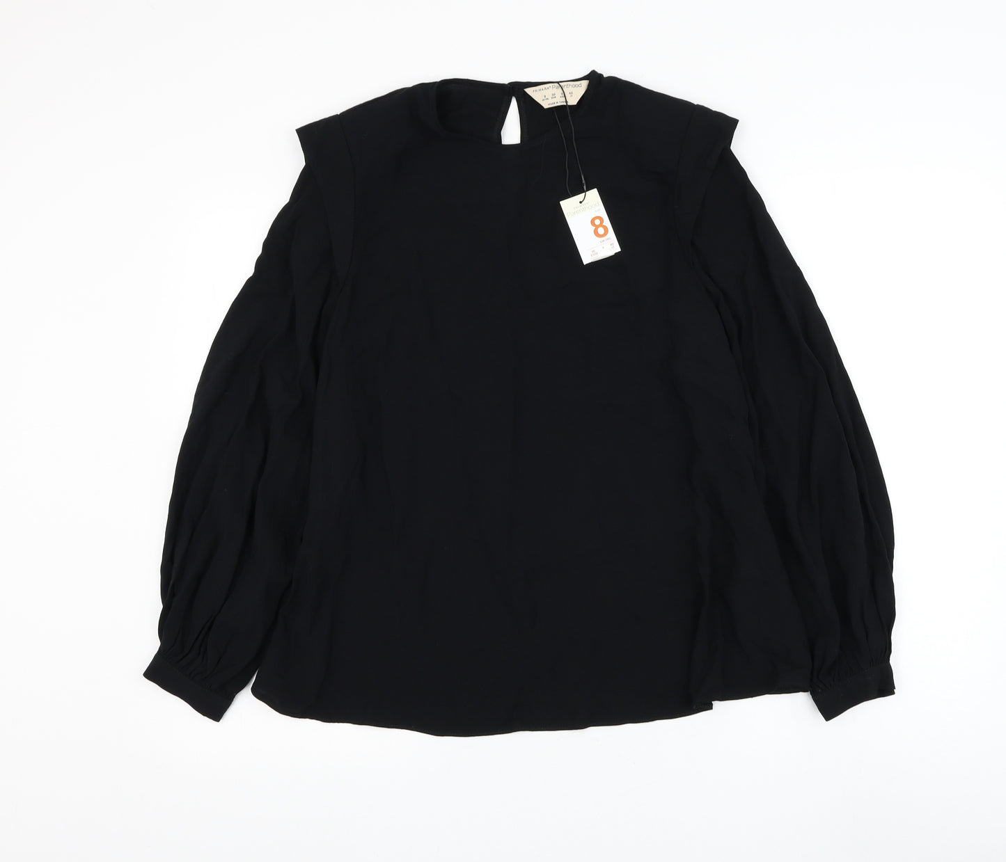 Primark Womens Black Viscose Basic Blouse Size 8 Round Neck