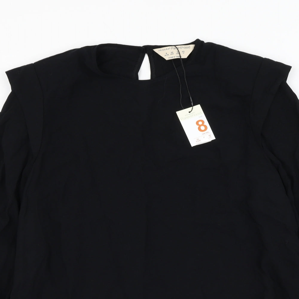 Primark Womens Black Viscose Basic Blouse Size 8 Round Neck