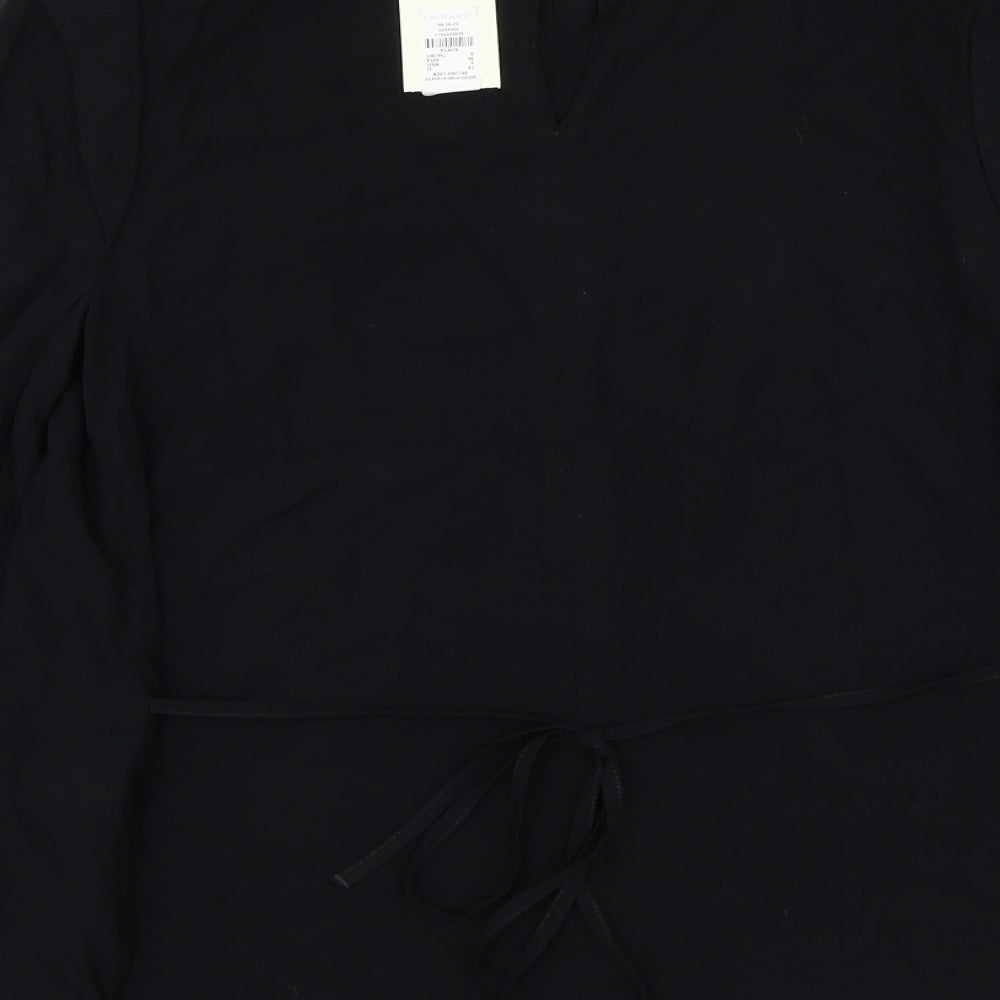 Primark Womens Black Viscose Basic Blouse Size 8 Round Neck