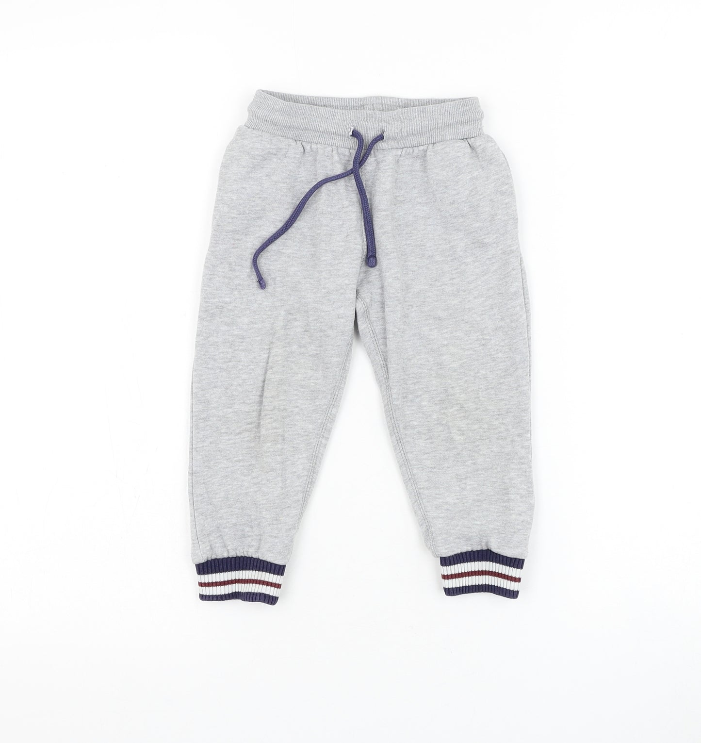 Matalan Boys Grey Cotton Jogger Trousers Size 2-3 Years Regular Drawstring