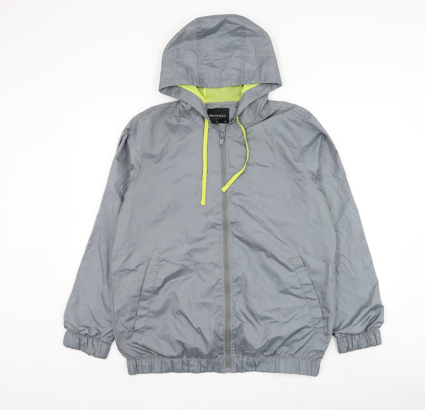 Brave Soul Womens Grey Rain Coat Coat Size 10 Zip