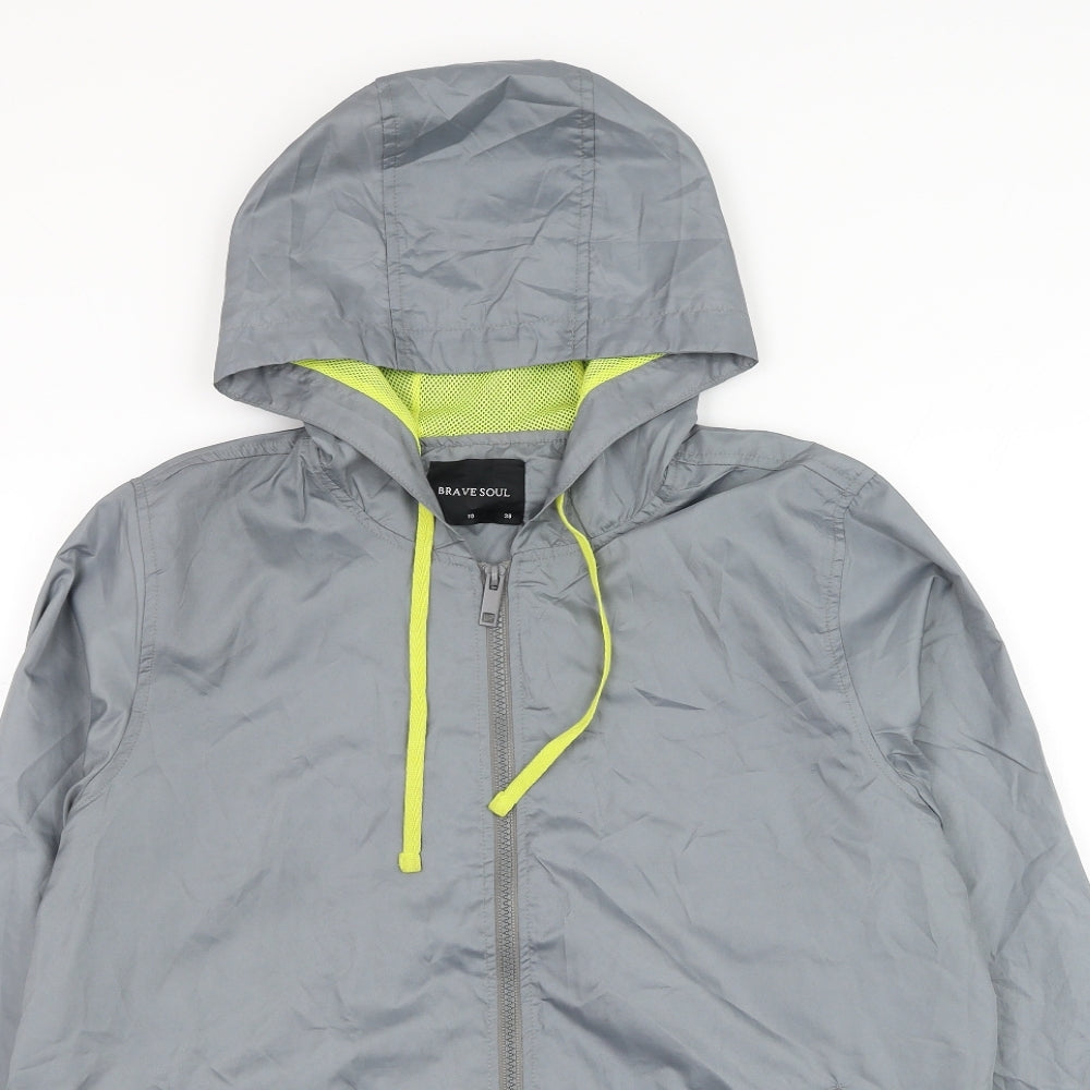 Brave Soul Womens Grey Rain Coat Coat Size 10 Zip
