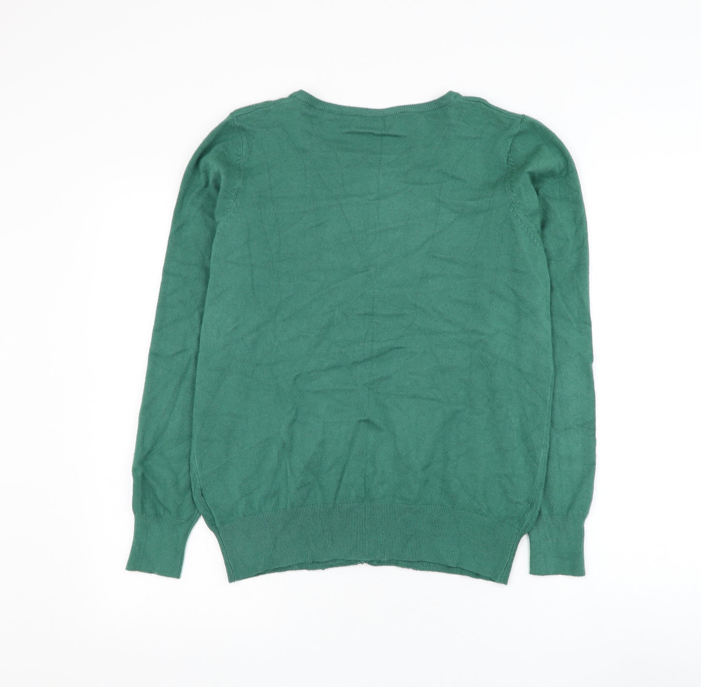 Menglu Womens Green Round Neck Viscose Cardigan Jumper Size L