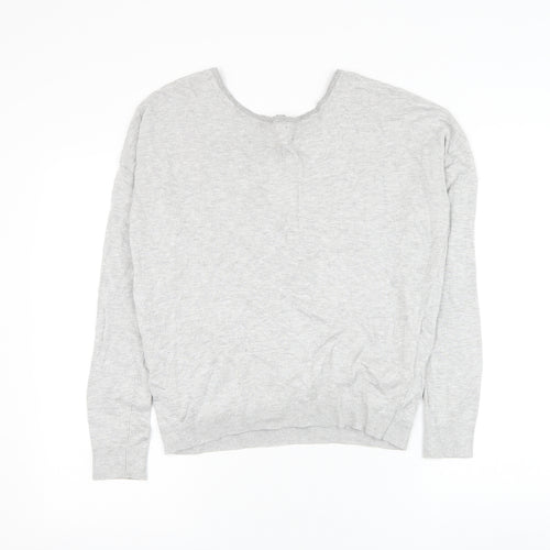 Debenhams Womens Grey Round Neck Viscose Wrap Jumper Size 10 - Key Hole Back
