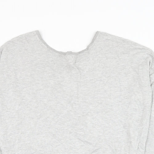 Debenhams Womens Grey Round Neck Viscose Wrap Jumper Size 10 - Key Hole Back