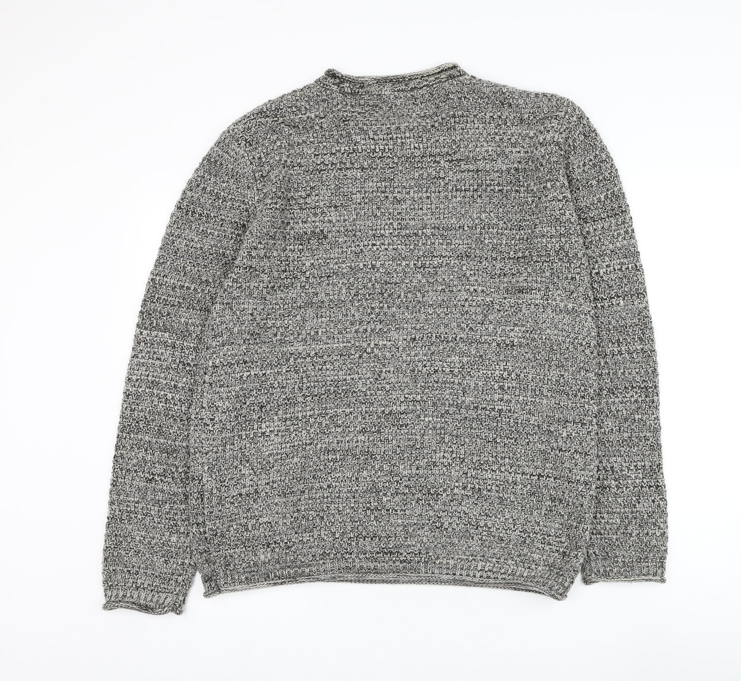 Peacocks Mens Grey Round Neck Acrylic Pullover Jumper Size L