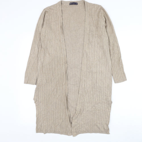 Marks and Spencer Womens Brown V-Neck Polyester Cardigan Jumper Size 10