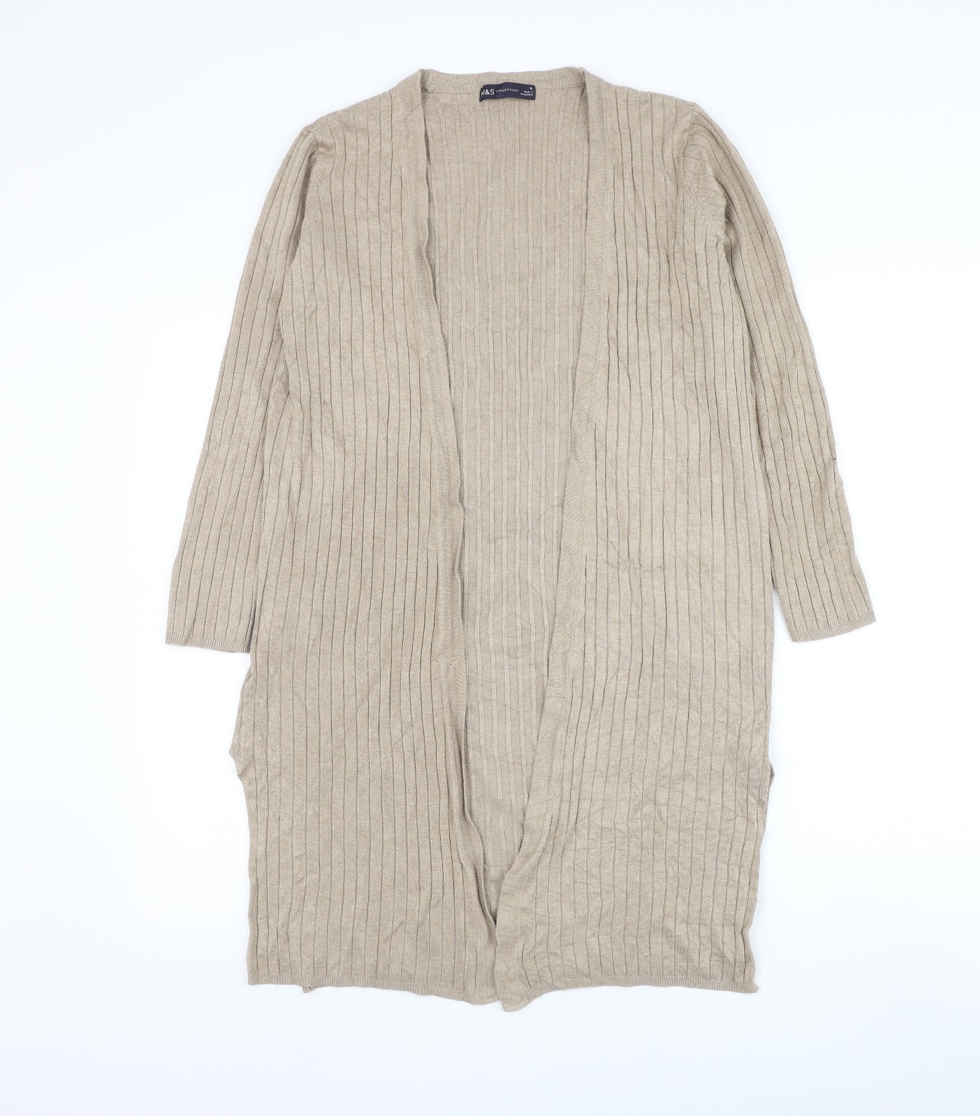 Marks and Spencer Womens Brown V-Neck Polyester Cardigan Jumper Size 10