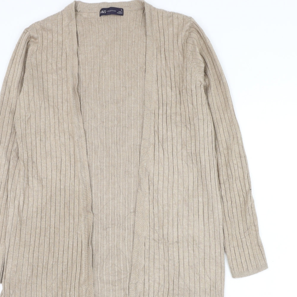Marks and Spencer Womens Brown V-Neck Polyester Cardigan Jumper Size 10
