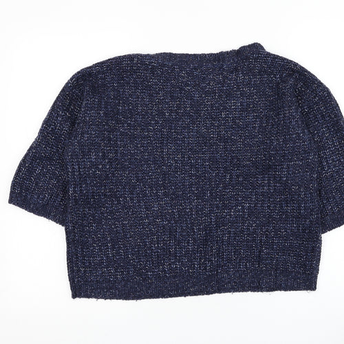TU Womens Blue Round Neck Acrylic Pullover Jumper Size 14