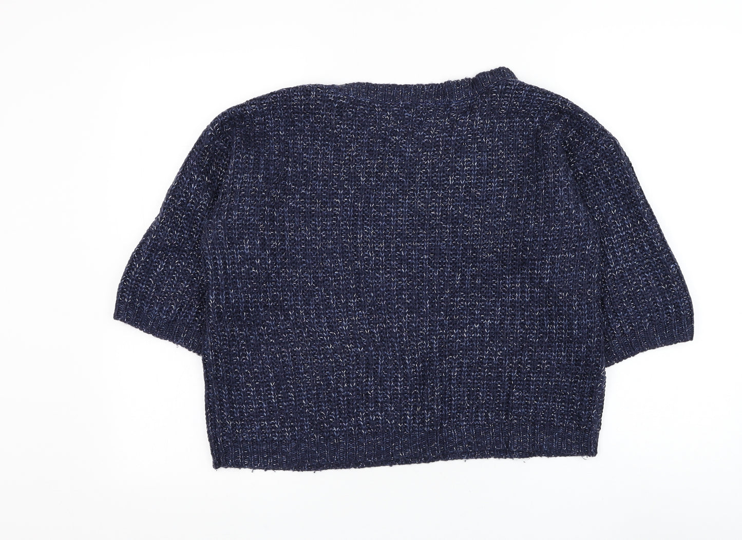 TU Womens Blue Round Neck Acrylic Pullover Jumper Size 14