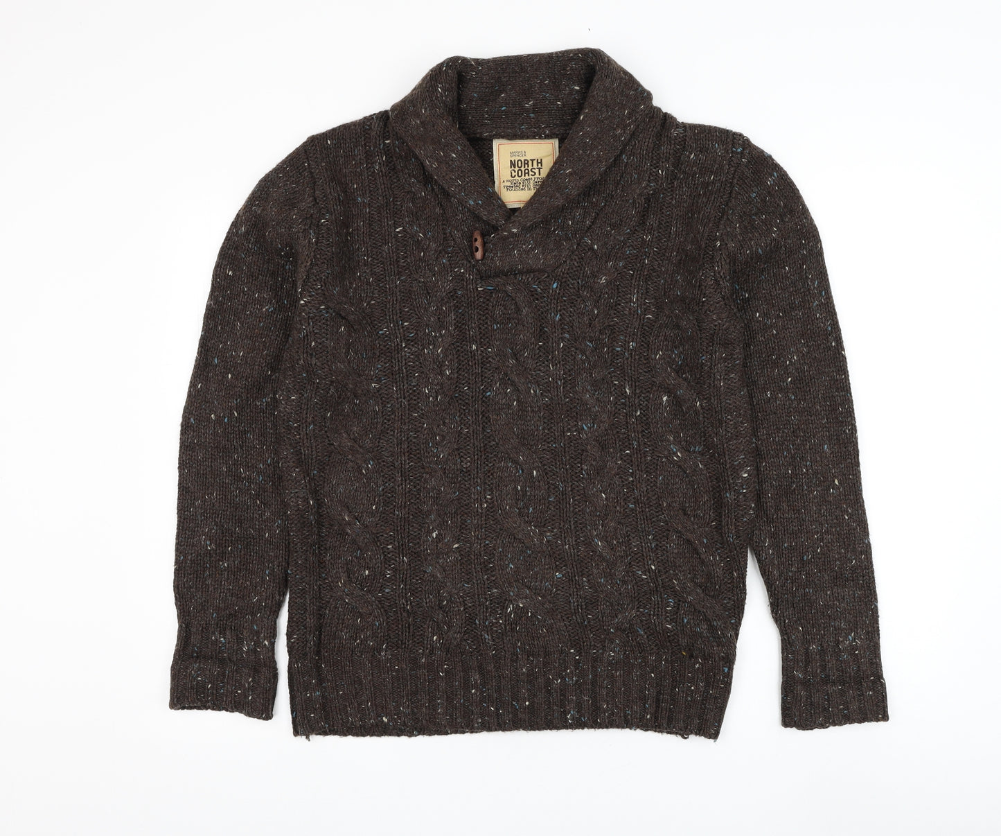 Marks and Spencer Mens Brown Roll Neck Acrylic Pullover Jumper Size M