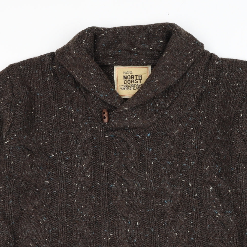 Marks and Spencer Mens Brown Roll Neck Acrylic Pullover Jumper Size M