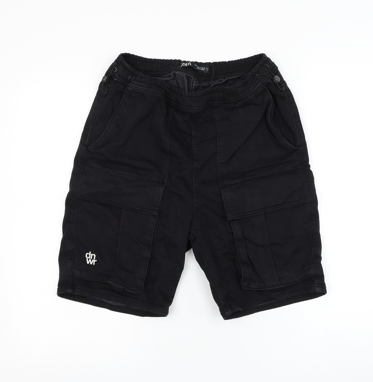 Zara Mens Black Cotton Cargo Shorts Size S L7 in Regular