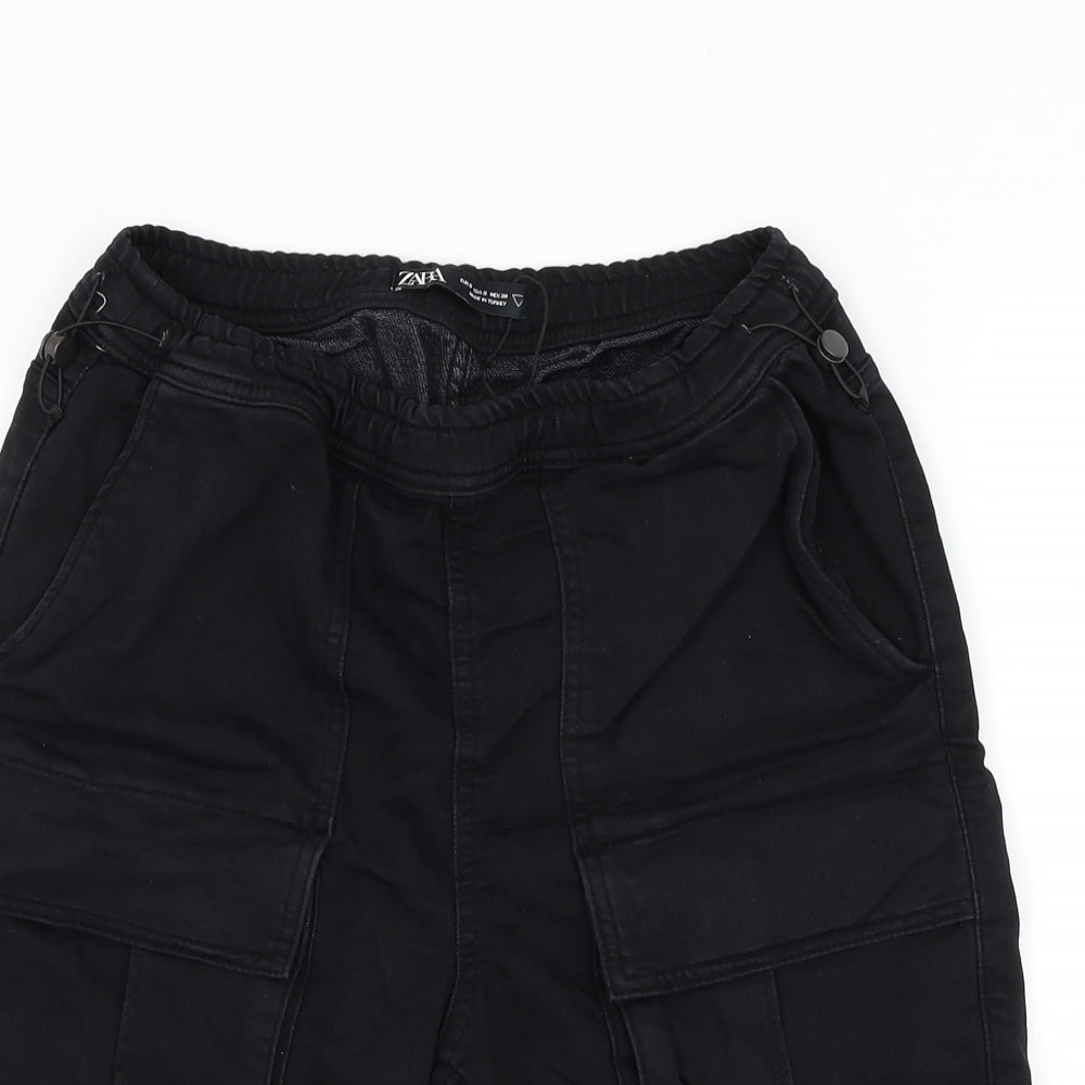 Zara Mens Black Cotton Cargo Shorts Size S L7 in Regular