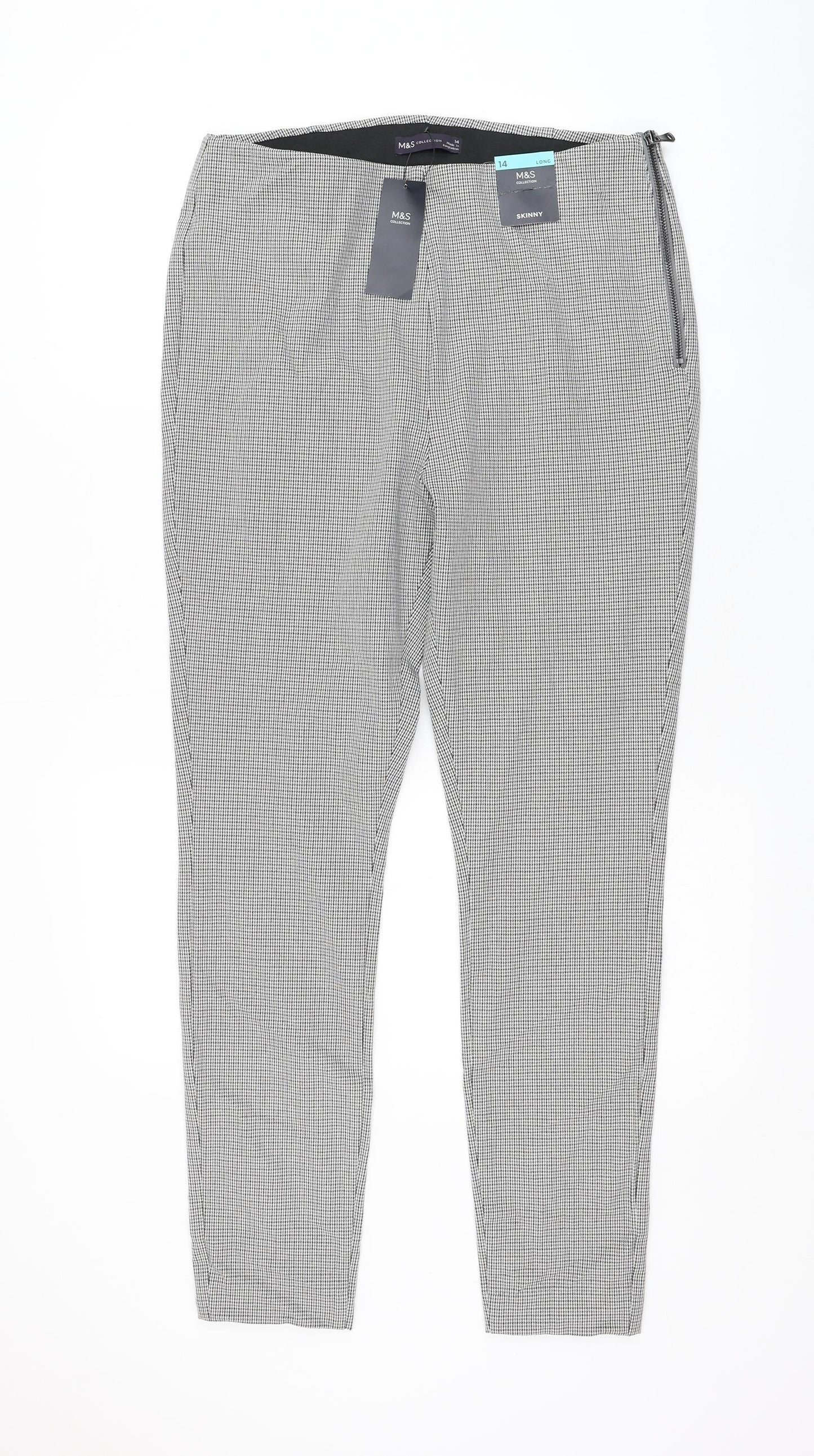 Marks and Spencer Womens Grey Houndstooth Cotton Capri Leggings Size 14 L29 in