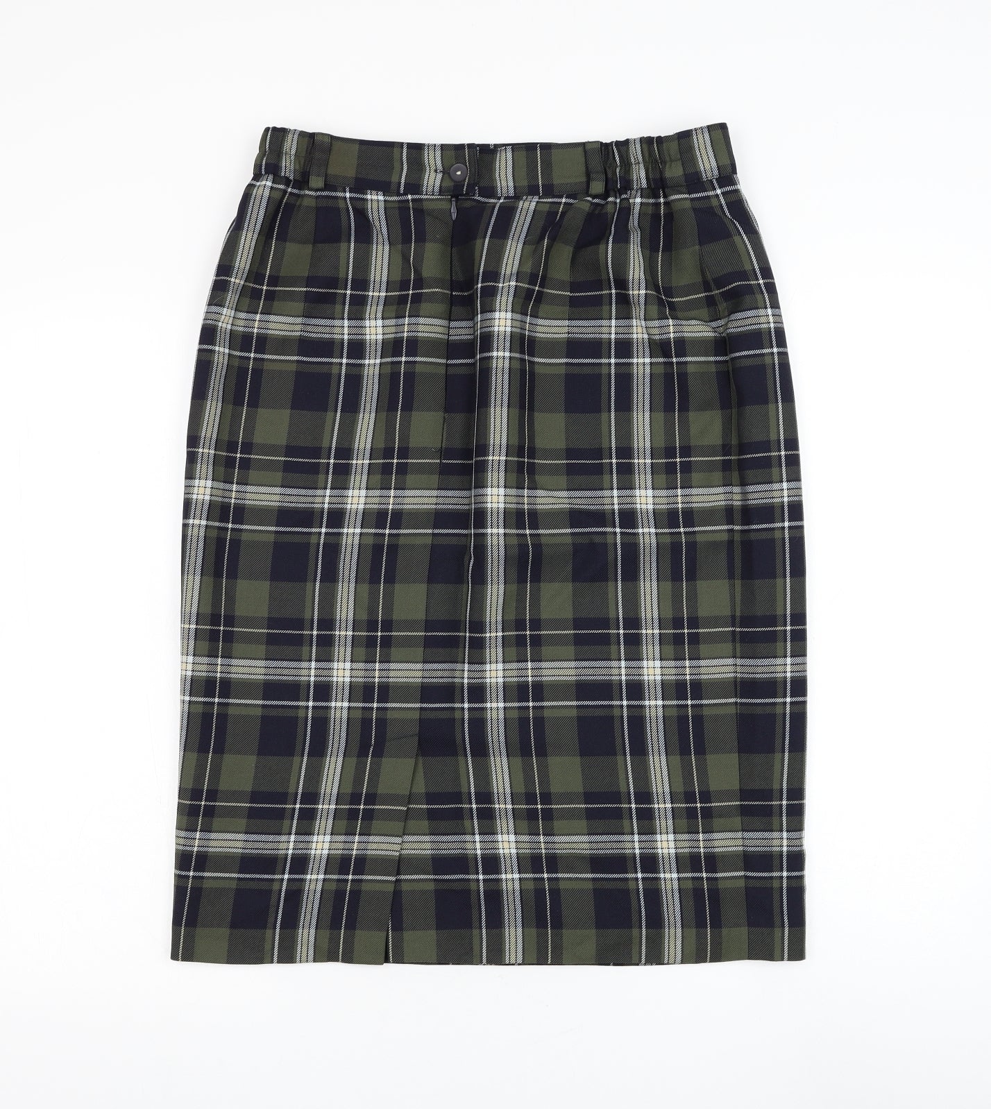 Bode Womens Green Plaid Polyester Straight & Pencil Skirt Size 32 in Zip