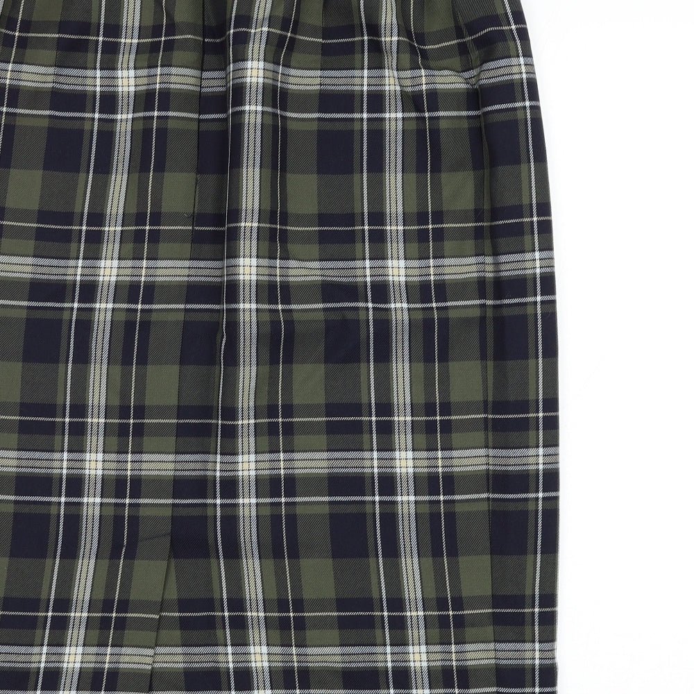 Bode Womens Green Plaid Polyester Straight & Pencil Skirt Size 32 in Zip