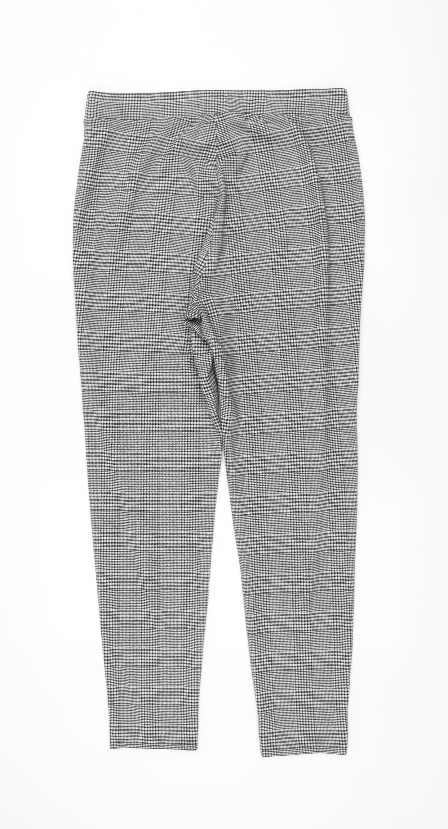 Marks and Spencer Womens Black Check Polyester Capri Leggings Size 14 L29 in